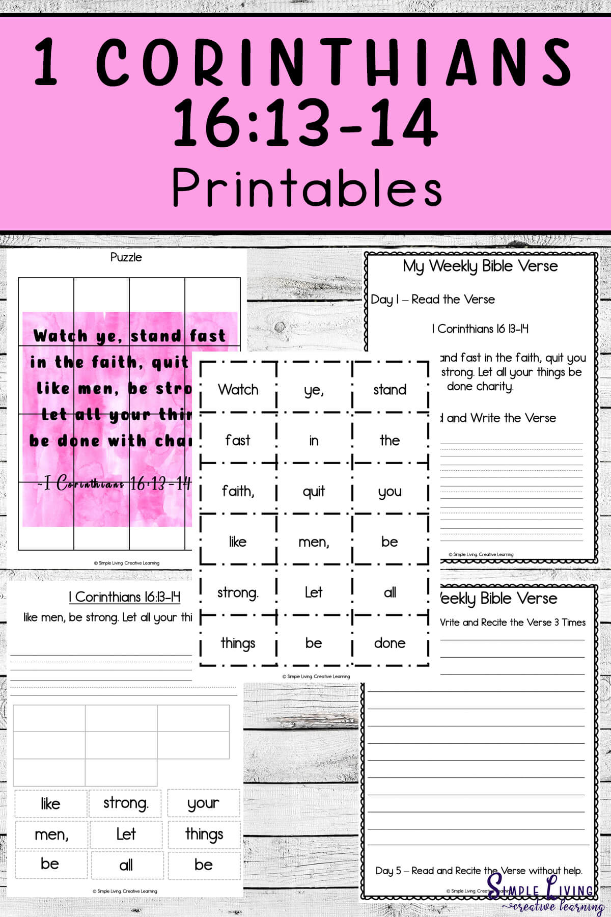 Monday Memory Verse 1 Corinthians 16 13 14 Printables Simple Living Creative Learning
