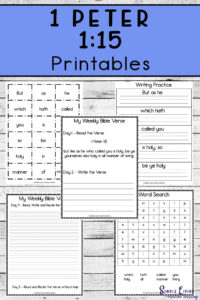 Monday Memory Verse 1 Peter 1 15 Printables Simple Living Creative Learning