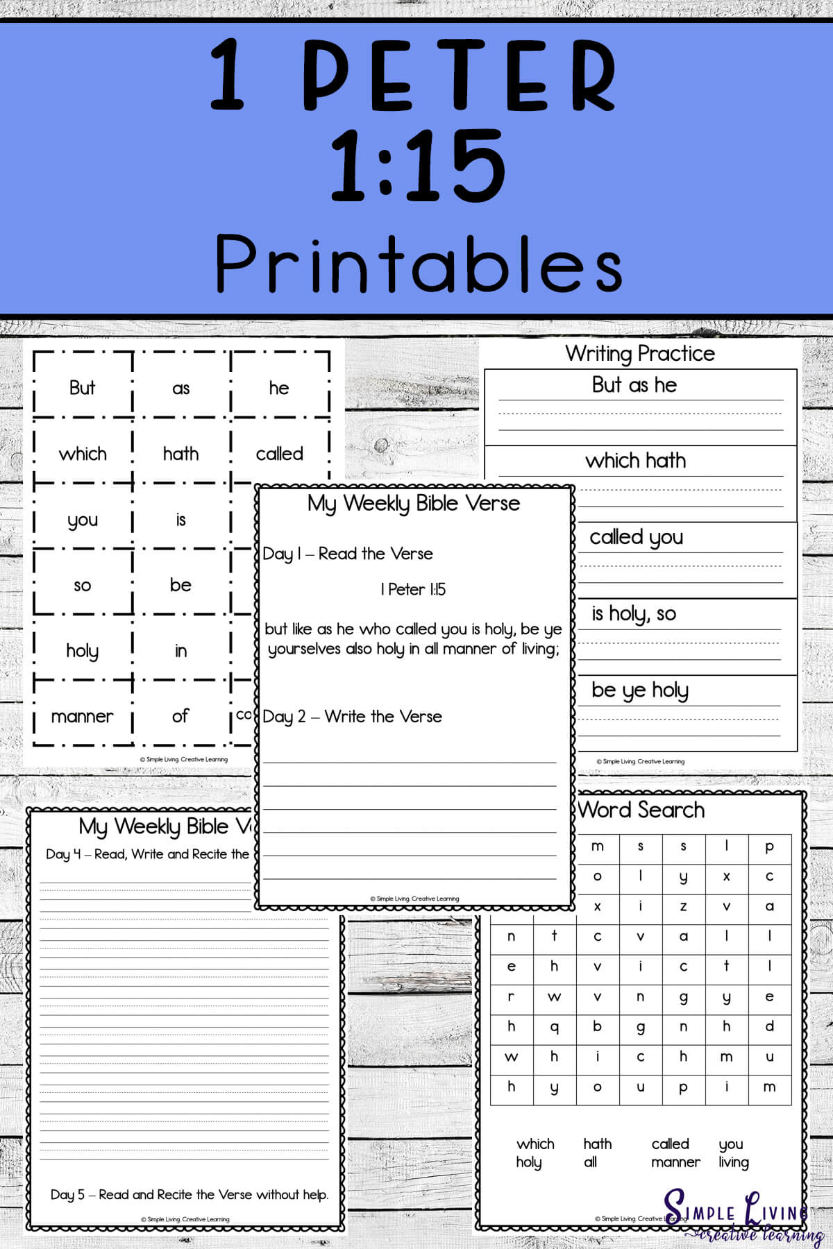 Monday Memory Verse 1 Peter 1 15 Printables Simple Living Creative Learning