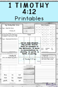 Monday Memory Verse 1 Timothy 4 12 Printables Simple Living Creative Learning