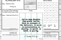 Monday Memory Verse 1 Timothy 4 12 Printables Simple Living Creative Learning