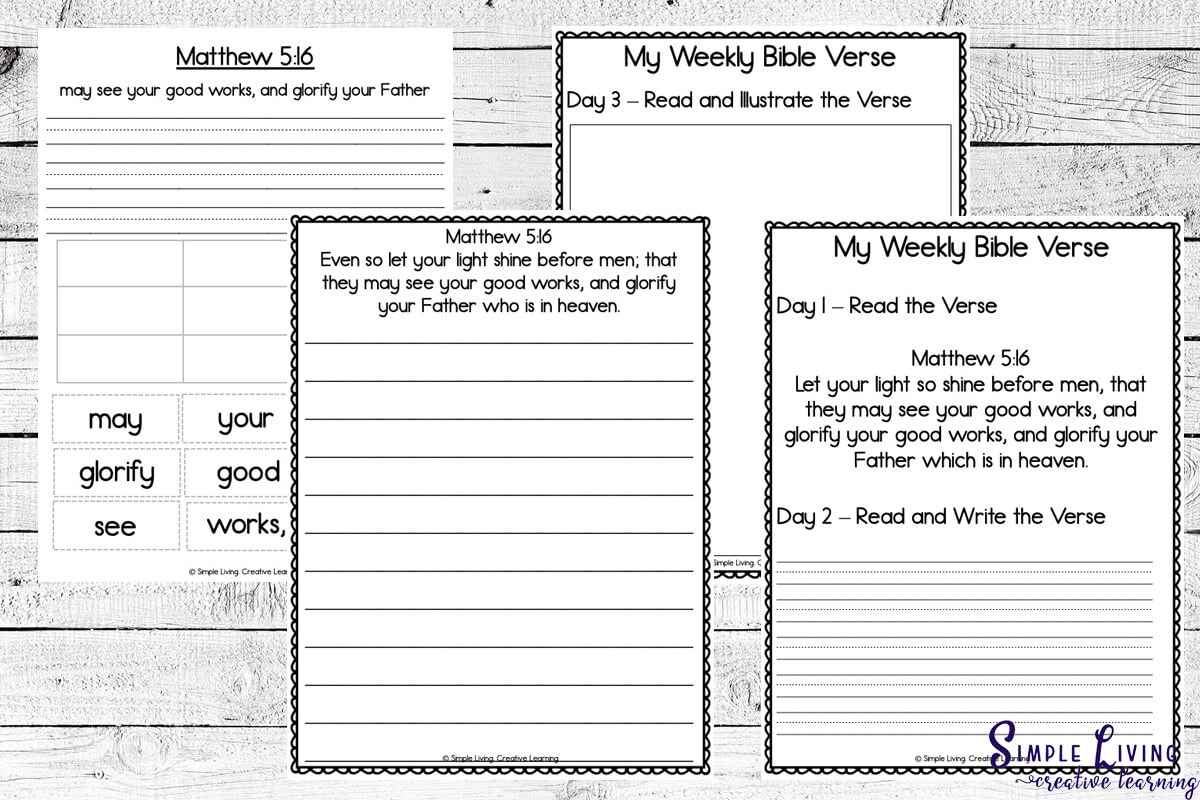 Monday Memory Verse Matthew 5 16 Printables Simple Living Creative Learning
