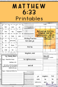Monday Memory Verse Matthew 6 33 Printables Simple Living Creative Learning