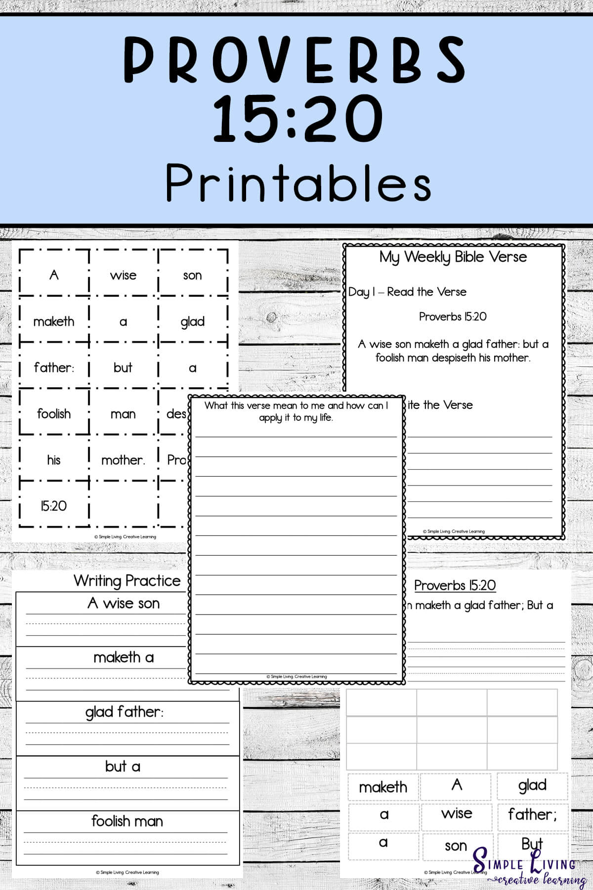 Monday Memory Verse Proverbs 15 20 Printables Simple Living Creative Learning