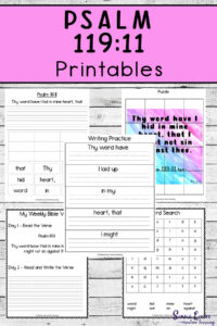 Monday Memory Verse Psalm 119 11 Printables Simple Living Creative Learning
