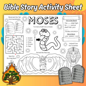 Moses Kids Activity Sheet Bible Story Coloring Activity Page Moses Printable Activity Sheet Sunday School Activity Etsy