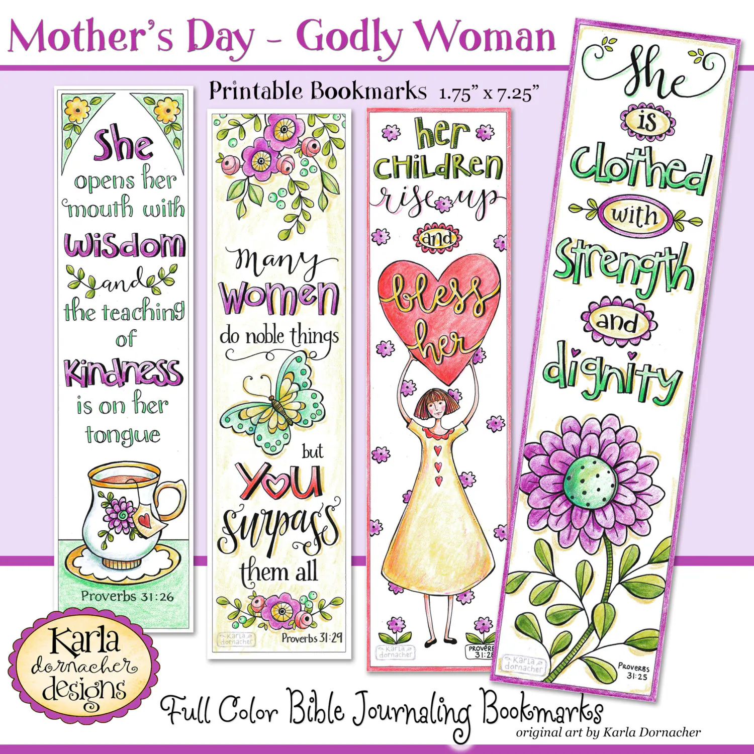 MOTHERS DAY A Godly Woman Full Color Bible Bookmarks Bible Journaling Instant Download Scripture Digital Printable Christian Etsy