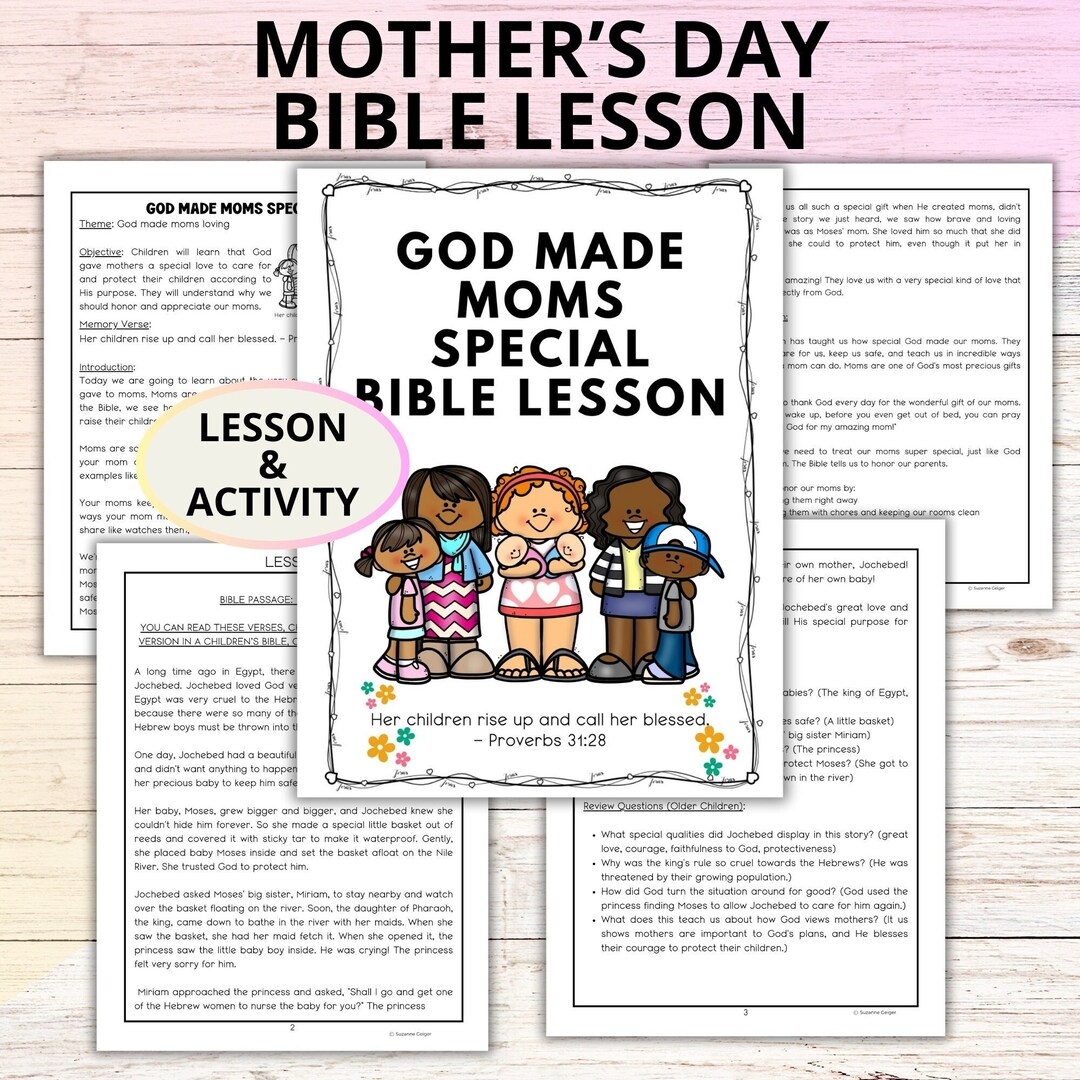 Mothers Day Bible Lesson God Made Moms Special Moms Of The Bible Jochebed Sunday School Lesson Printable Christian Kids Mothers Day Craft Etsy