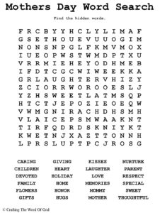Mothers Day Word Search Activity Sheet Crafting The Word Of God