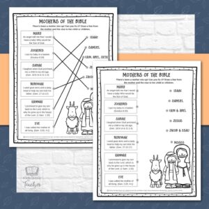 mothers in the bible activity pages kids bible teacher