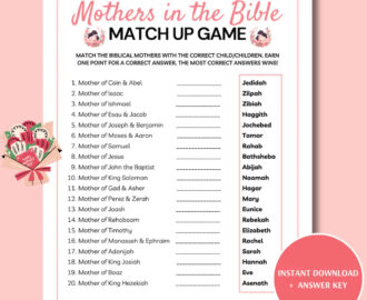 Mothers In The Bible Mother s Day Match Up Game Printable Mother s Day Trivia Christian Mother s Day Game Etsy