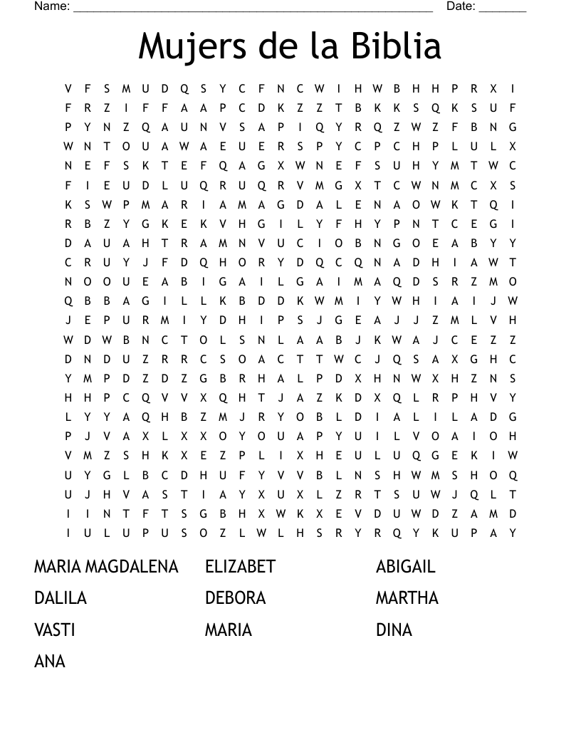 Mujers De La Biblia Word Search WordMint