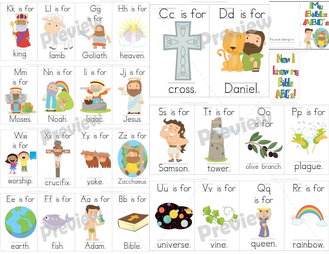 My Bible Alphabet Booklets In Color And Black White Made By Teachers