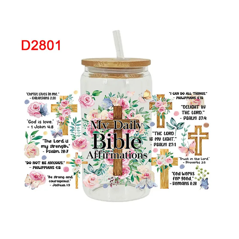 My Daily Bible Affirmations Words Sticker UV DTF Cup Wrap Iron On Transfer For Glass Can Wraps 16oz Libbey D2767 AliExpress