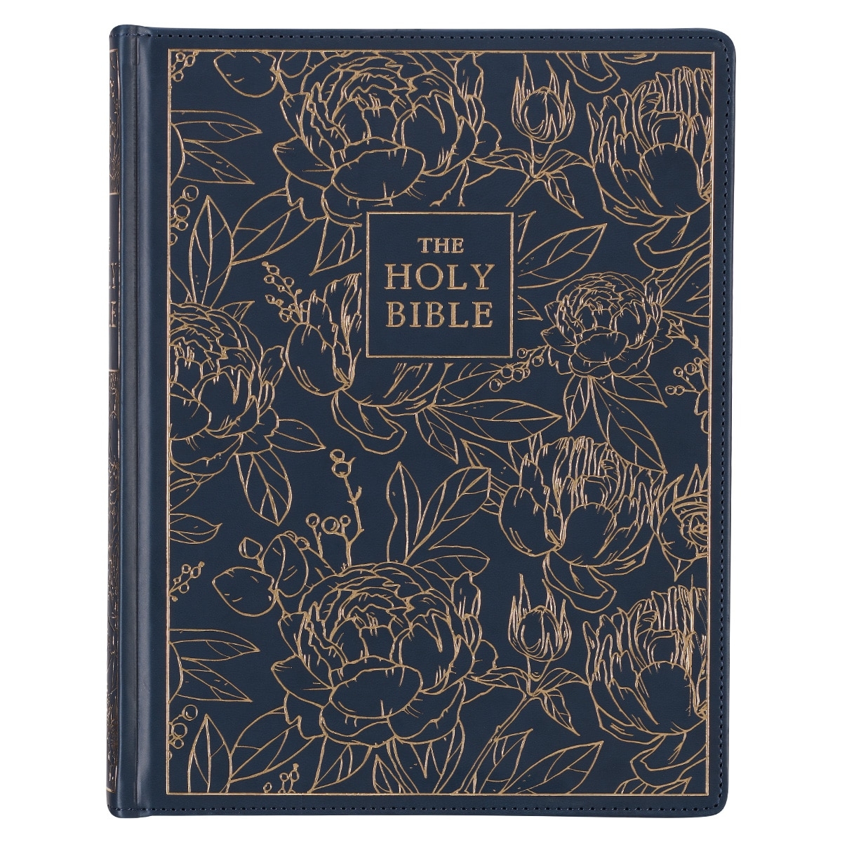 Navy Blue Floral Faux Leather Hardcover Large Print KJV Note taking Bible KJV Bibles