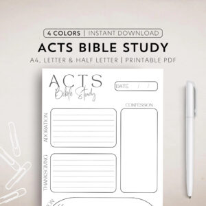 New Christian Printable Bible Study PDF Simple Bible Study Template Bible Tool Scripture Study Bible Guide Read The Bible ACTS Digital Etsy