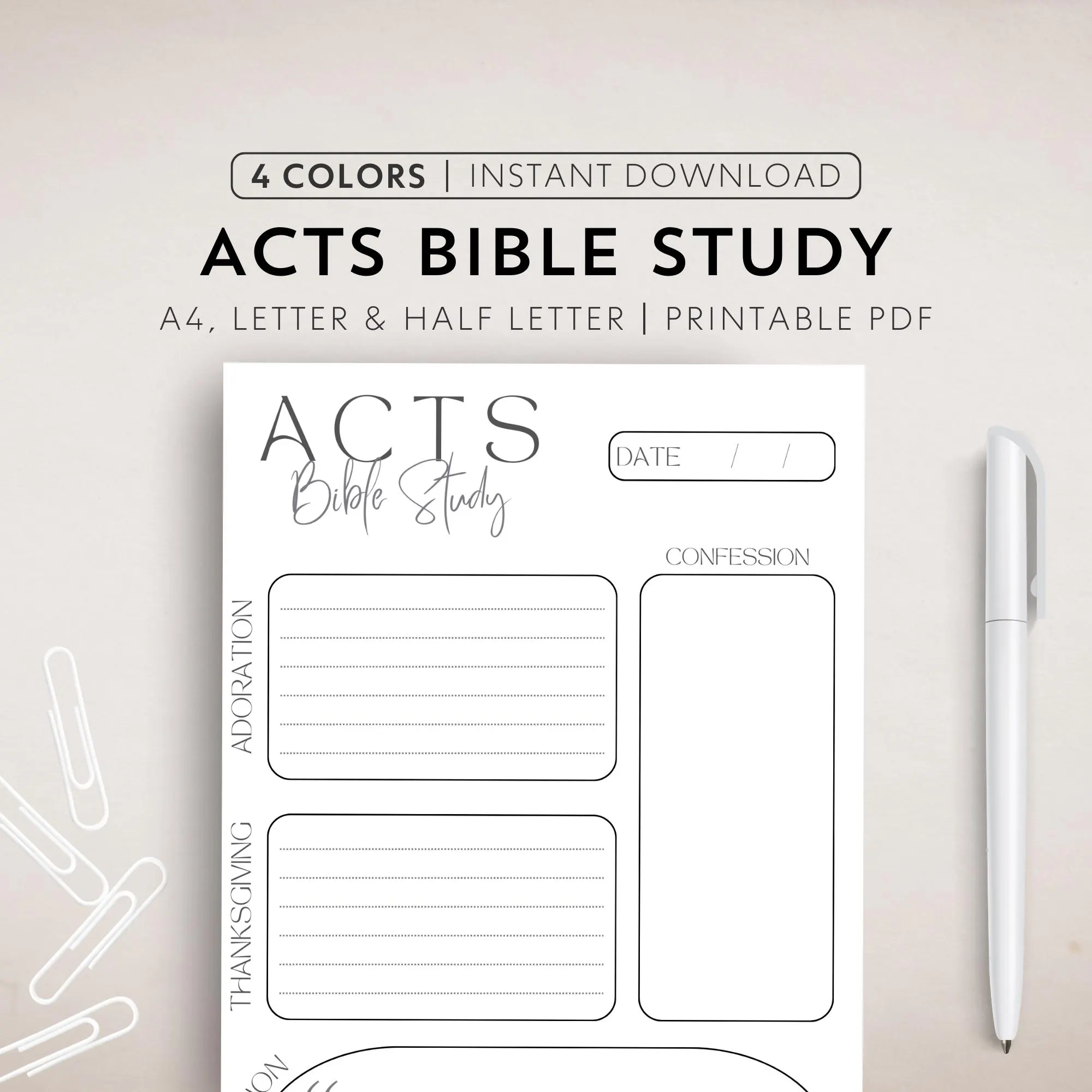 New Christian Printable Bible Study PDF Simple Bible Study Template Bible Tool Scripture Study Bible Guide Read The Bible ACTS Digital Etsy
