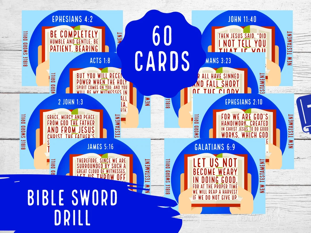 New Testament Bible Sword Drill Game Bible Game Find The Verse Scripture Drill Bible Printable 60 Cards NIV Youth Bible Game Etsy