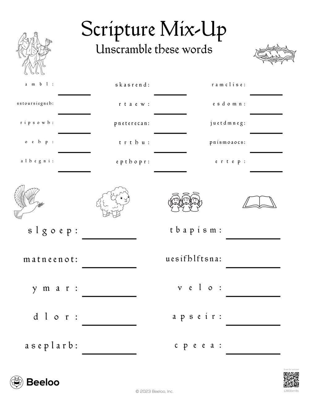 Bible Word Scramble Printable