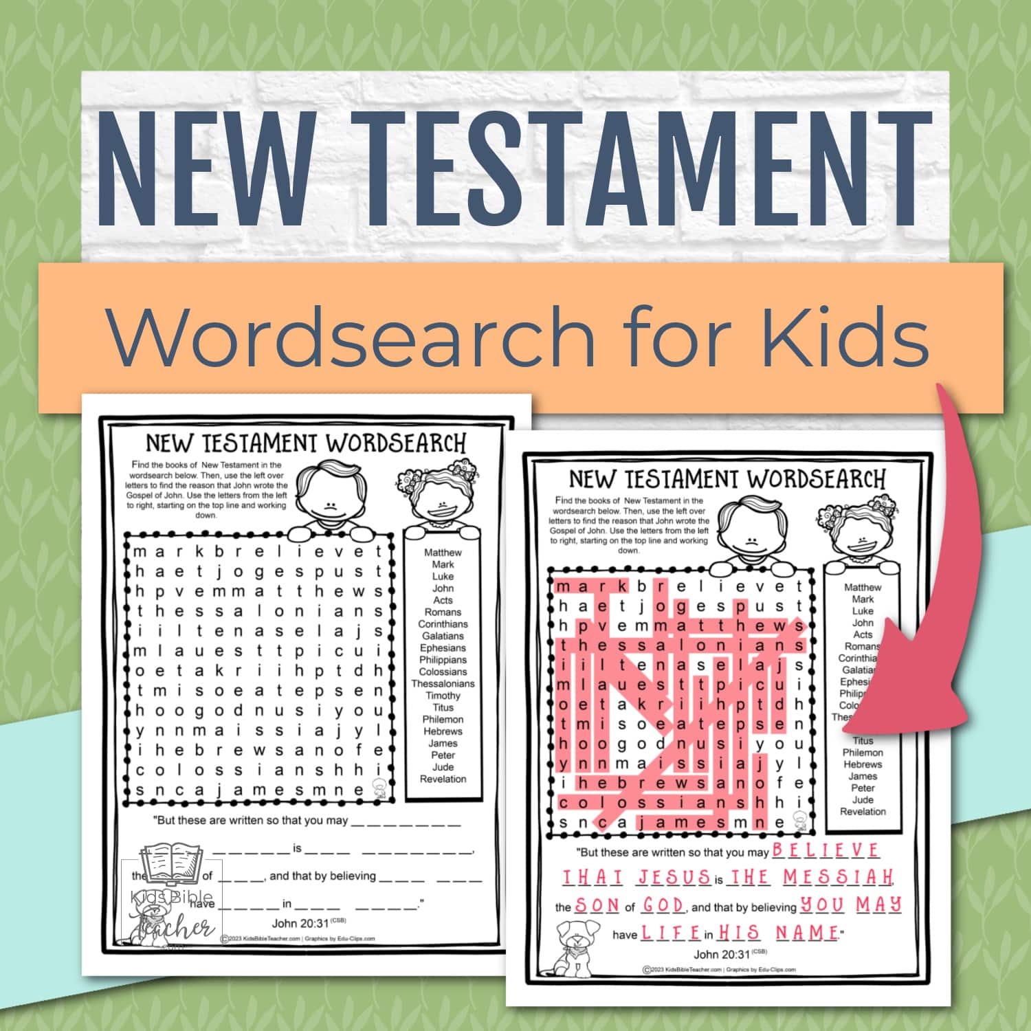 Bible Word Search for 6 Year Olds Printable