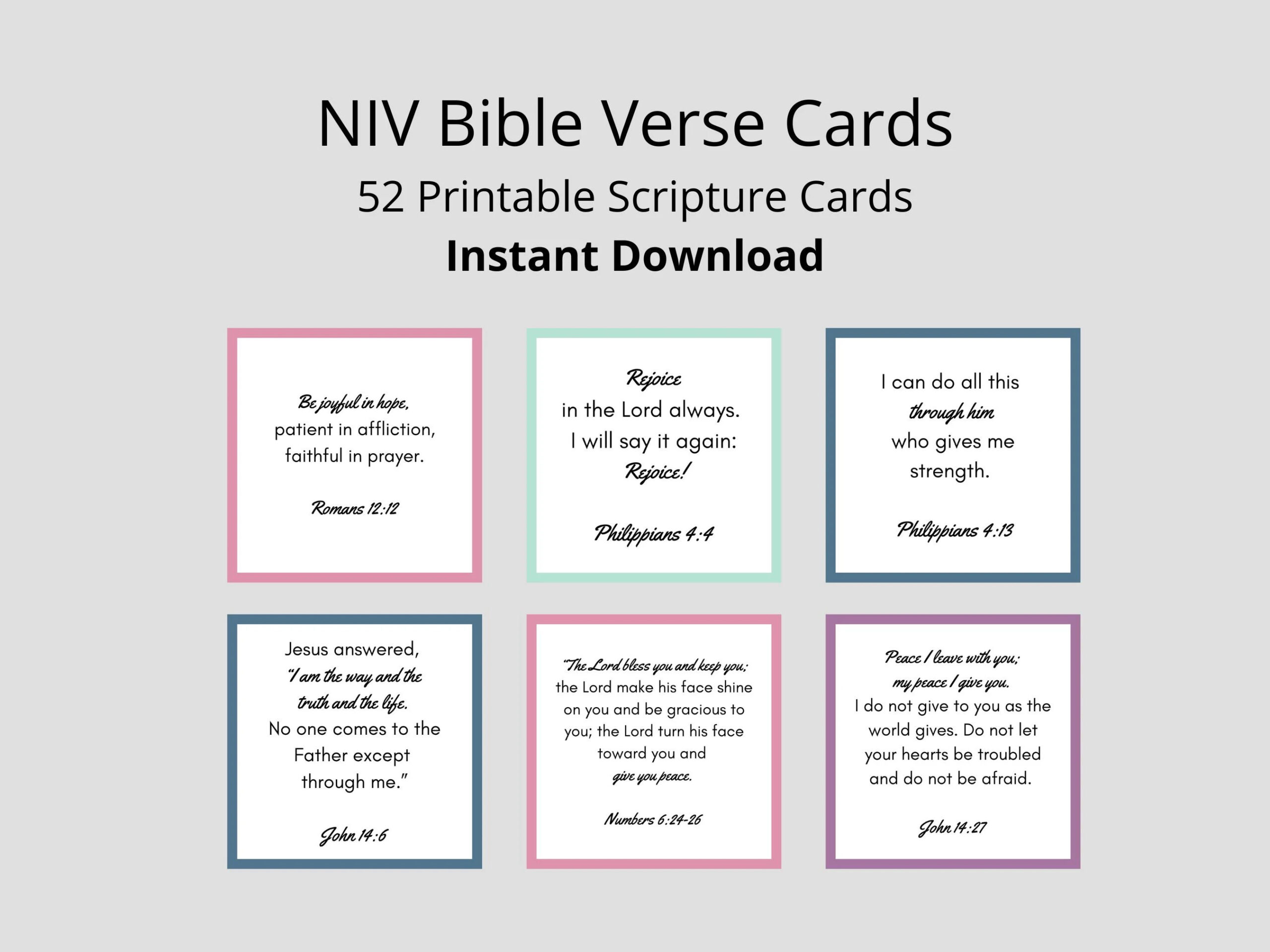 NIV Bible Verse Cards Scripture Cards For Women Printable Bible Verses Etsy Israel