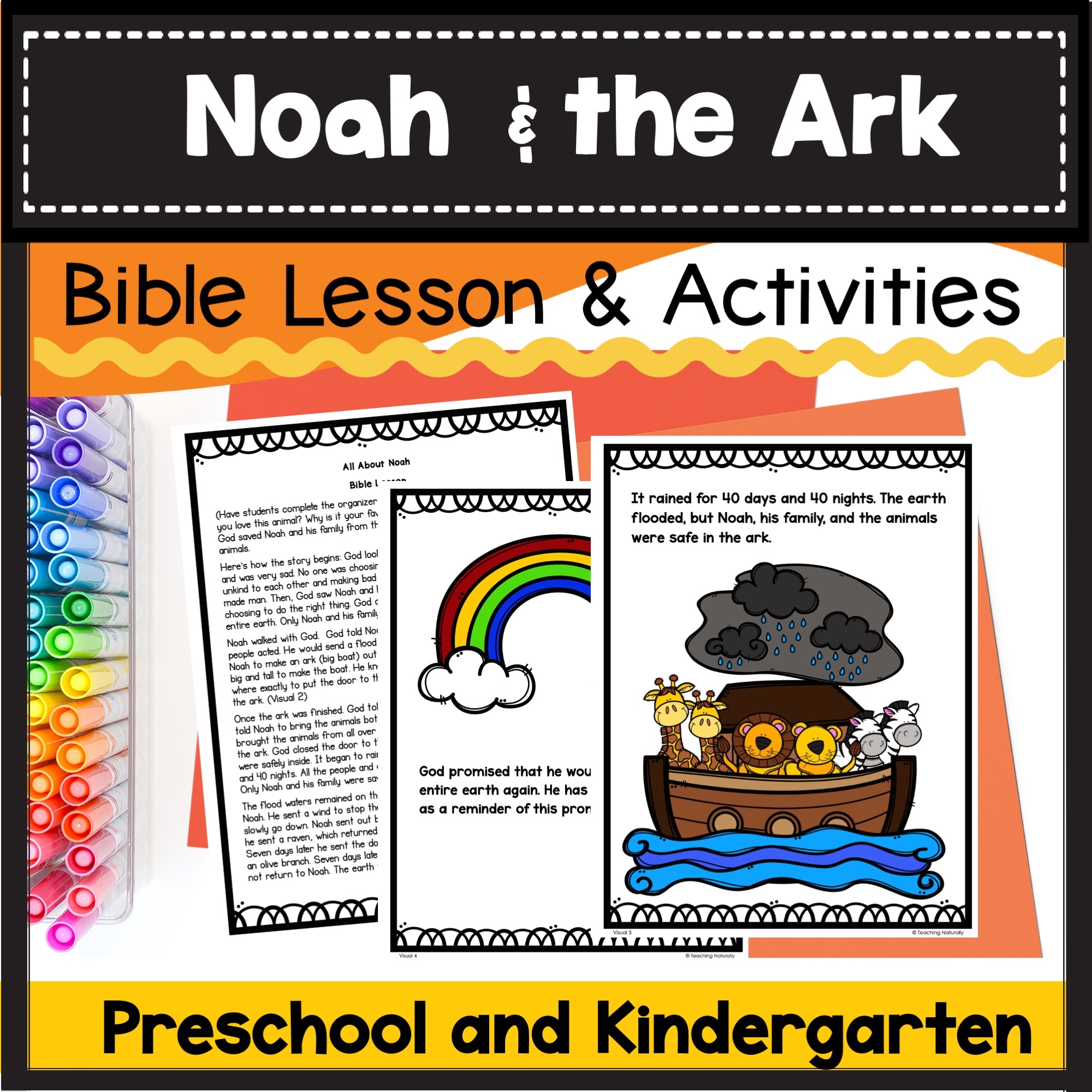 Noah s Ark Bible Lesson With Visuals Mini book And Sequence Cut 