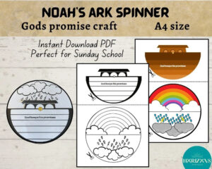 Noah s Ark Printable Sunday School Craft Bible Story Activity Kids Spinner Wheel Instant Download Genesis Old Testament gods Promise Etsy