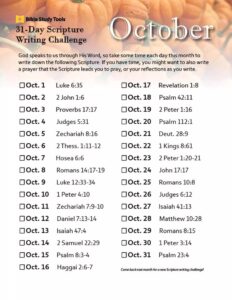 October 31 Day Scripture Writing Challenge Bible Study Tips Bible Study Tools