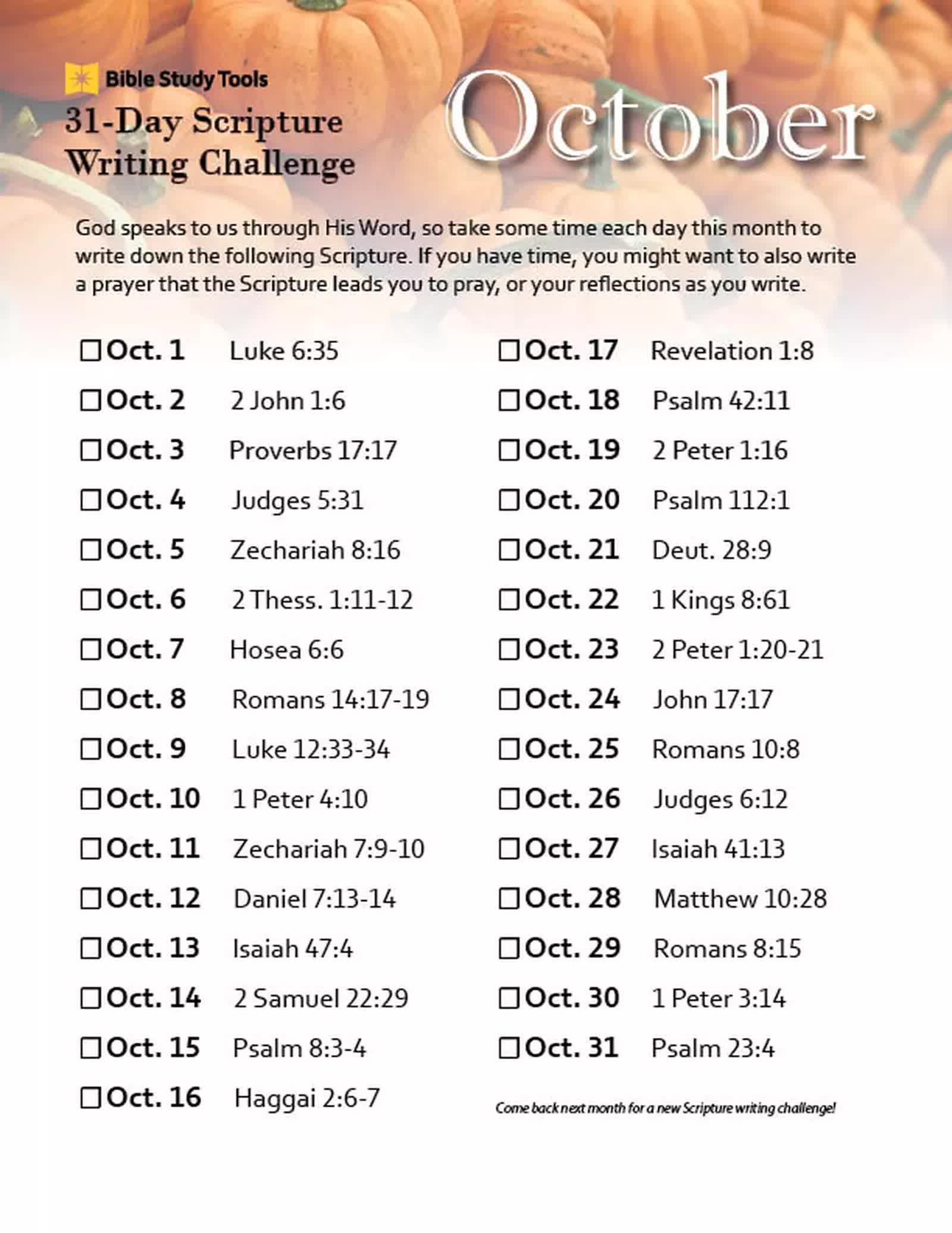 October Bible Study for Women Printable