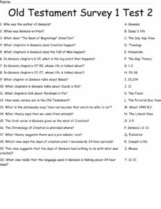 Old Testament Survey 1 Test 2 Worksheet WordMint