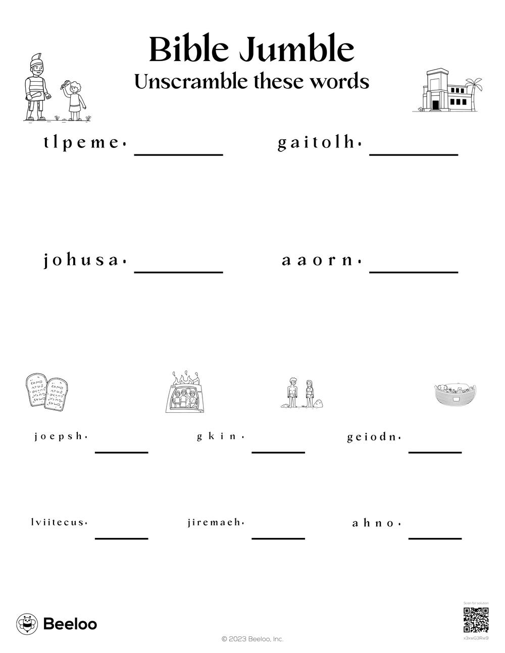 Old Testament themed Word Scrambles Beeloo Printable Crafts And Activities For Kids
