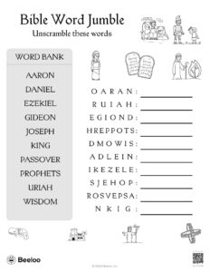 Old Testament themed Word Scrambles Beeloo Printable Crafts And Activities For Kids