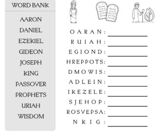Old Testament themed Word Scrambles Beeloo Printable Crafts And Activities For Kids
