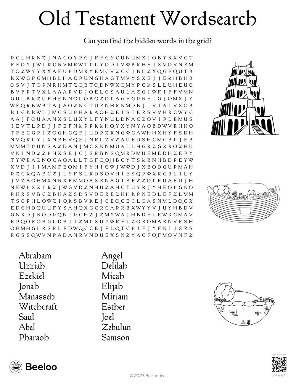 Books of the Bible Word Search Printable Old Testament