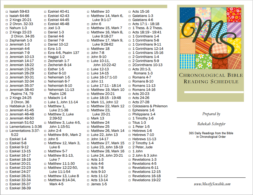 One Year Bible Reading Plan Printable Printable Story Prompts