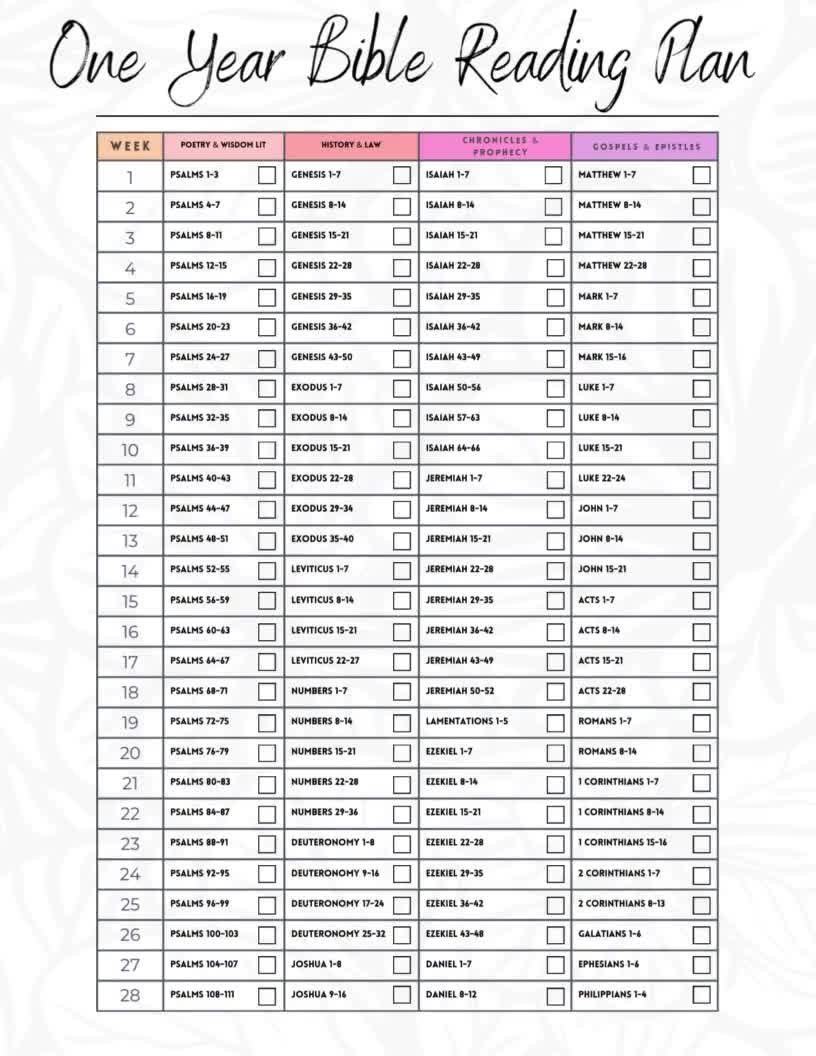 One Year Catholic Bible Reading Plan Printable PDF PNG JPG Etsy