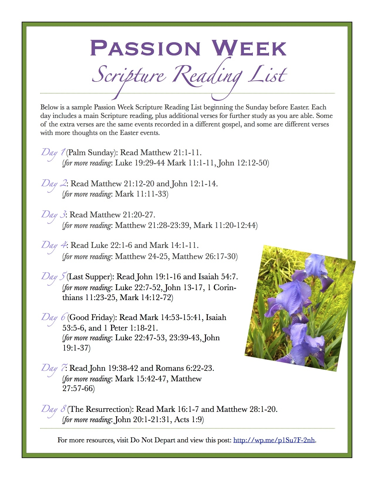 Printable List of Bible Verses