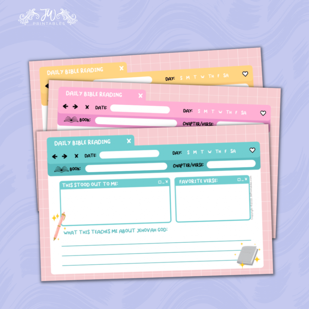 Pastel Daily Bible Reading Tracker JW Printables