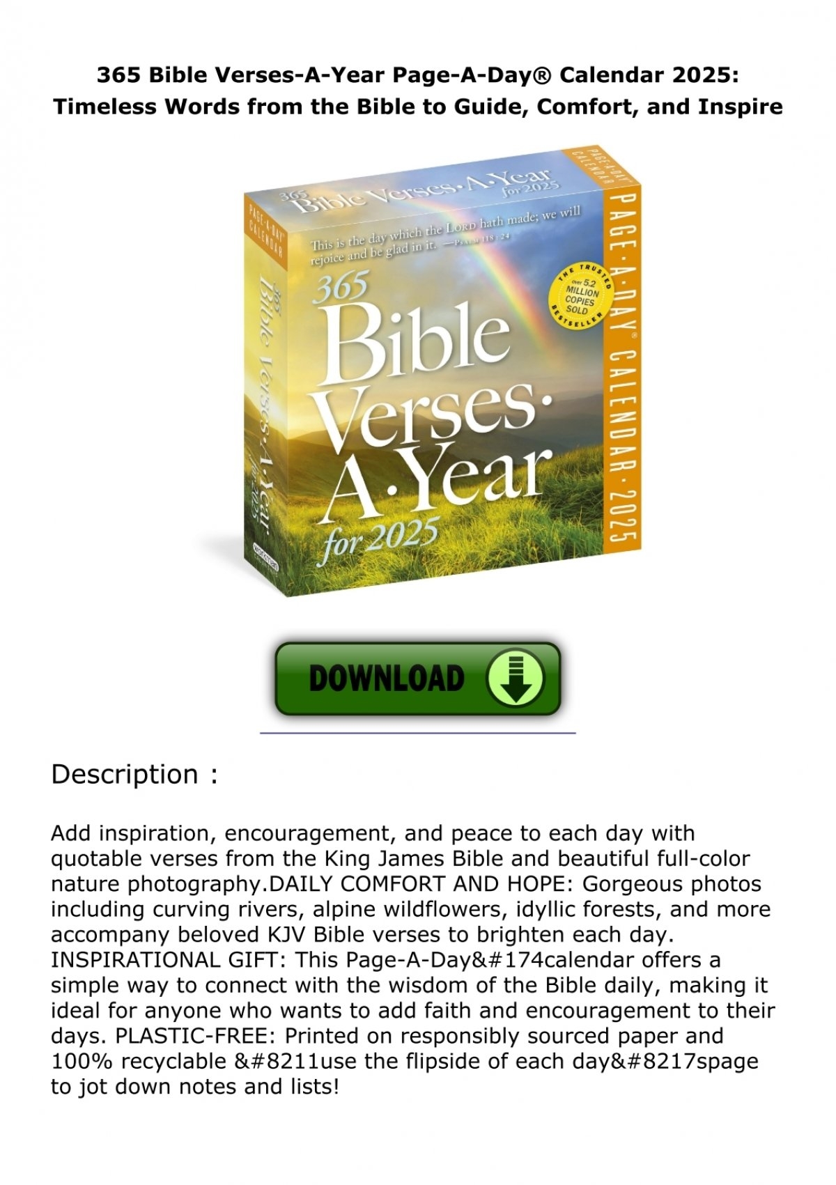  PDF 365 Bible Verses A Year Page A Day Calendar 2025 