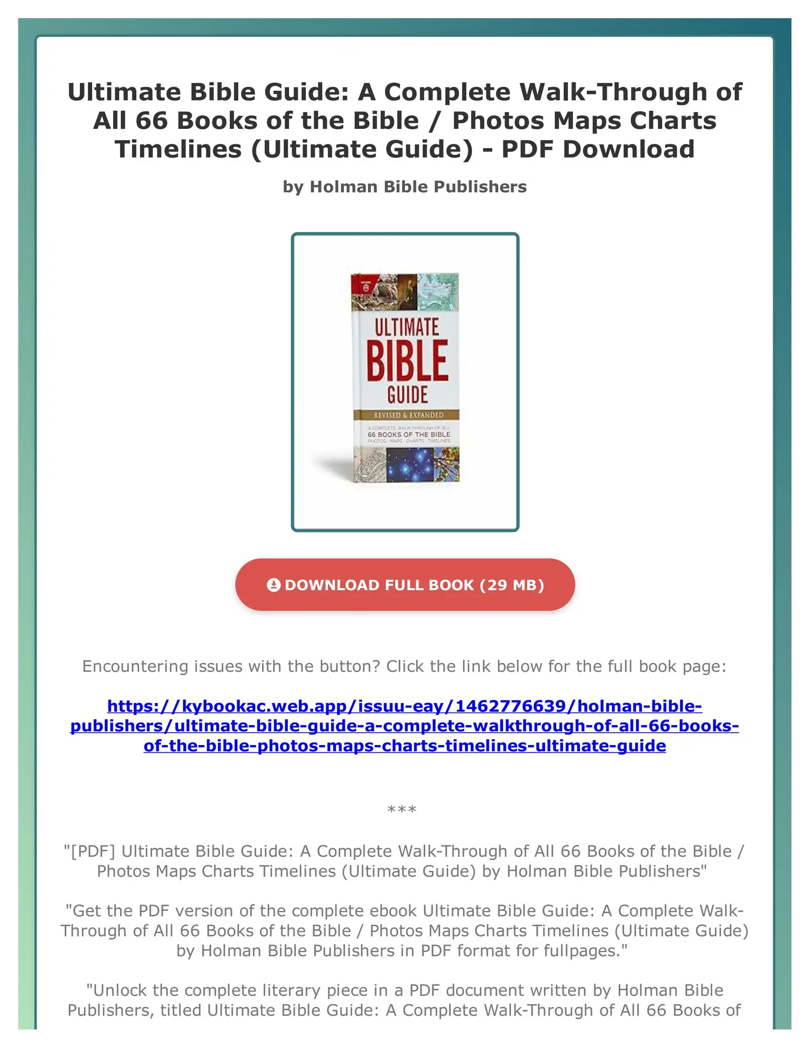  PDF Ultimate Bible Guide A Complete Walk Through Of All 66 Books Of The Bible Photos Maps Chart By MatildaRogahnno Issuu