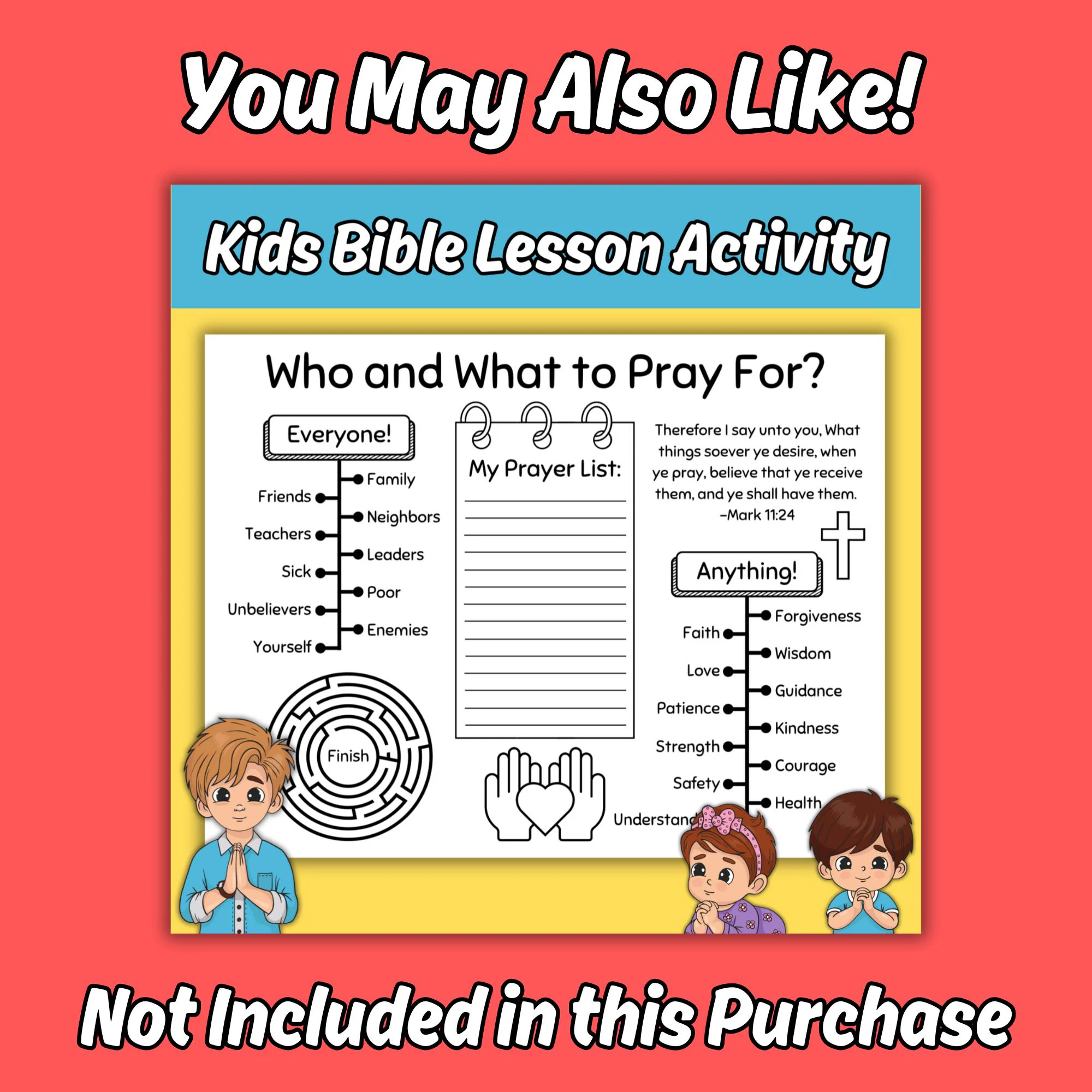 Free Bible Printables for Kids Jesus Tesches About Praying