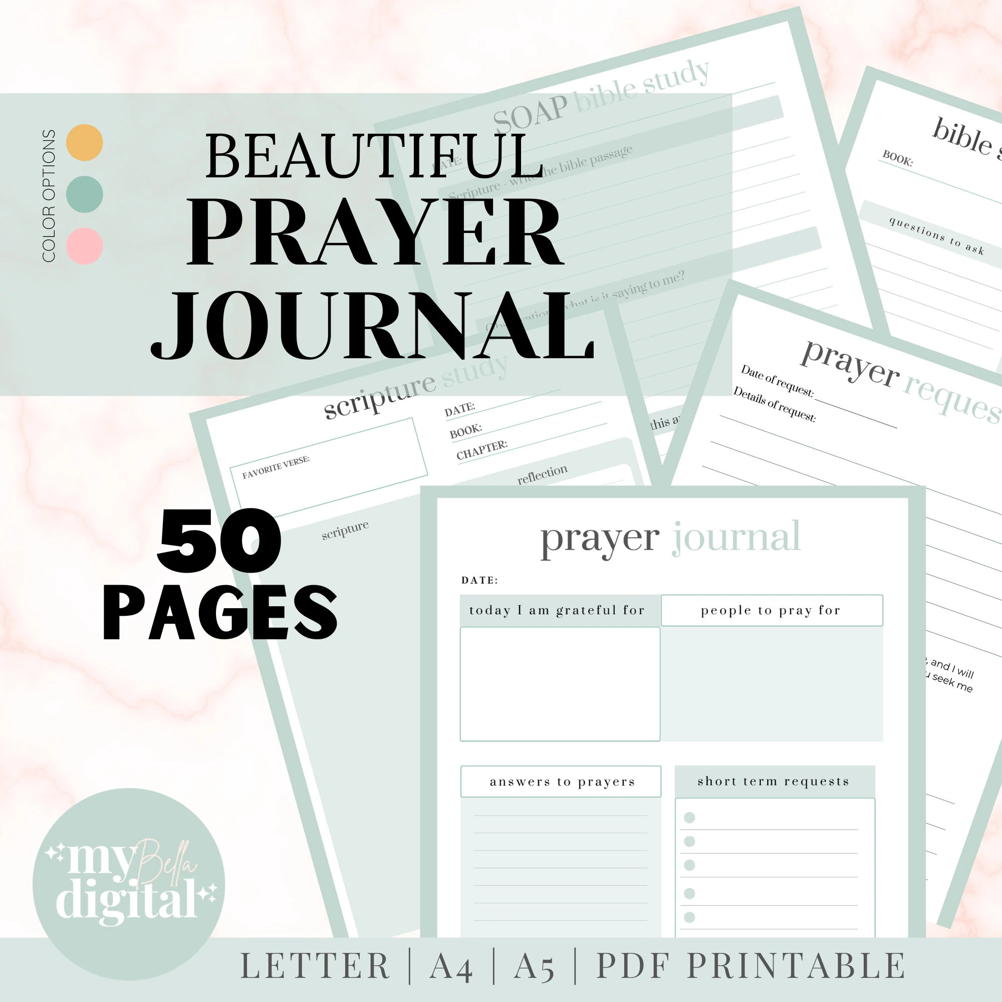 Prayer Journal Bible Study Gratitude Journal God Digital Planner Jesus PDF Download Daily Prayer Printable Planner Prayer Cards PDF Etsy