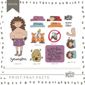 Print Pray Kids Cutouts Samson Illustrated Faith