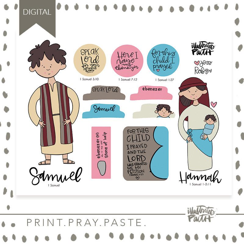 Print Pray Kids Cutouts Samuel Illustrated Faith