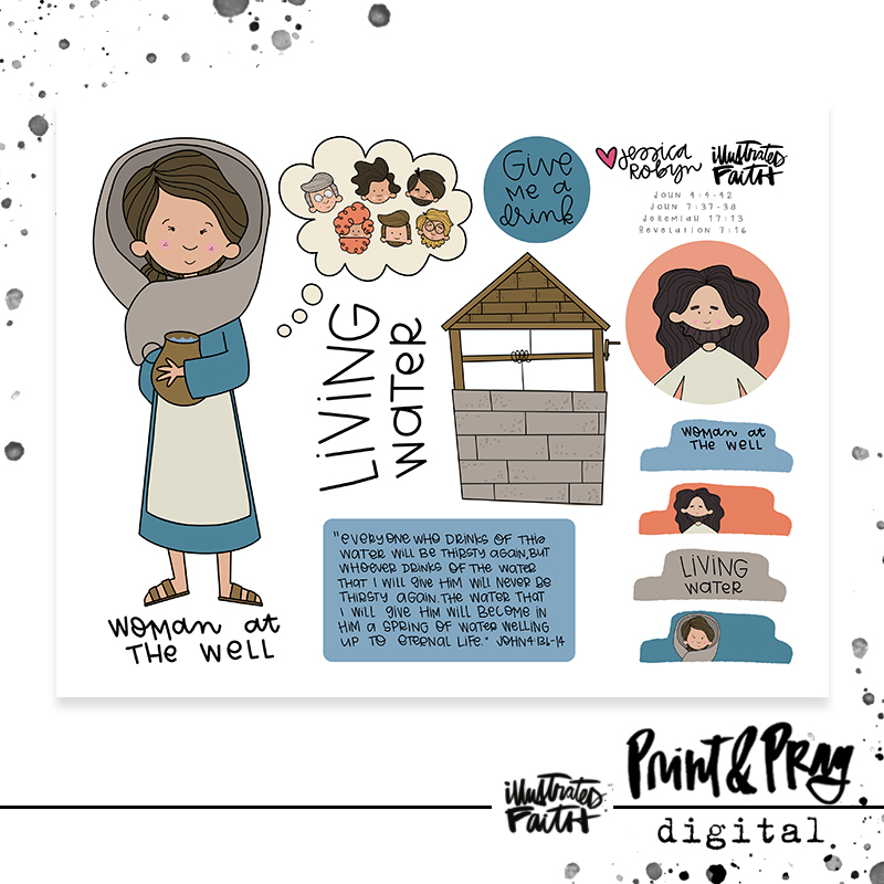 Print Pray Kids Cutouts Woman At The Well Illustrated Faith