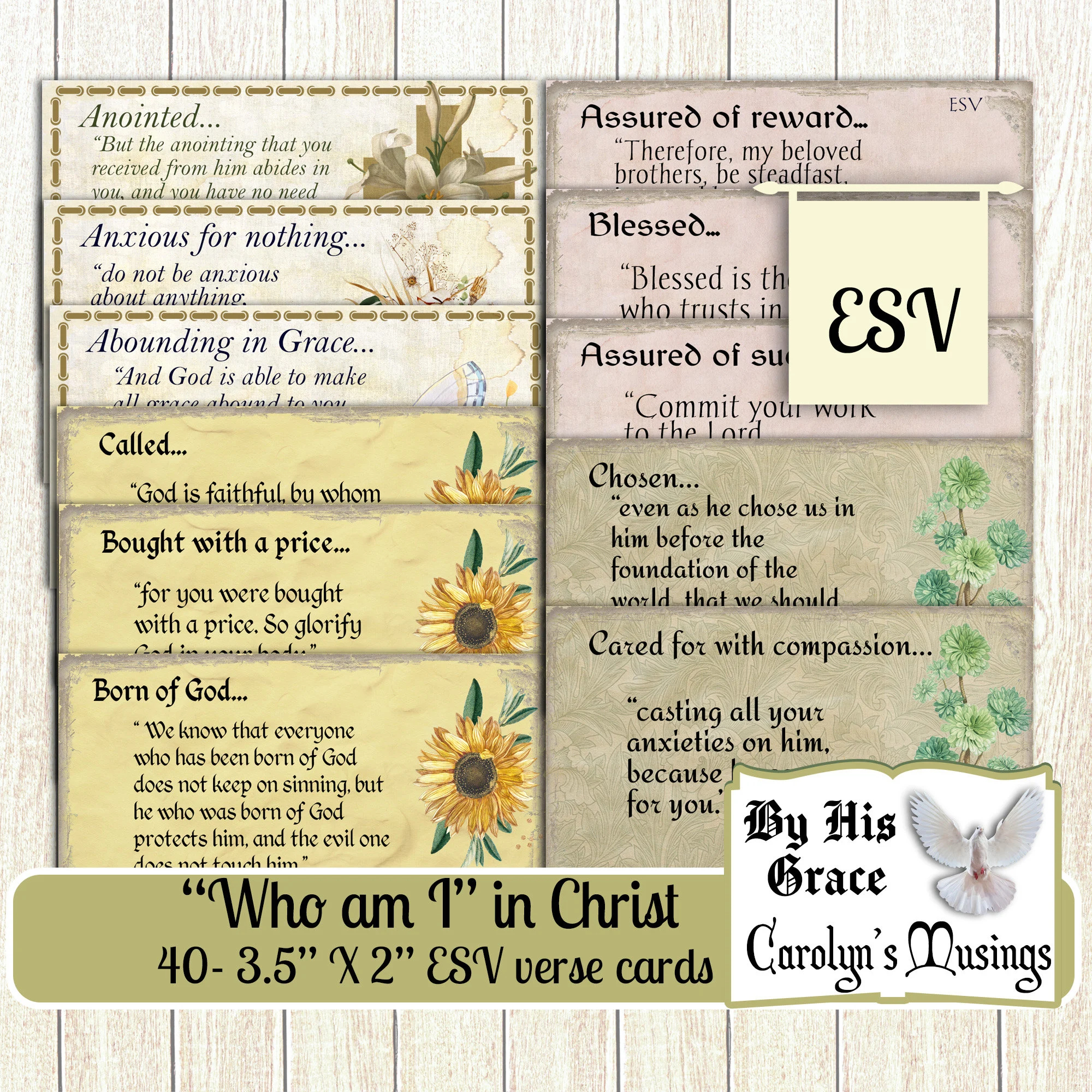 Printable 40 ESV Inspirational Bible Verse Card Ephemera Bible Journaling Ephemera Prayer Journal Faith Journal Card Making Bible Verses Etsy