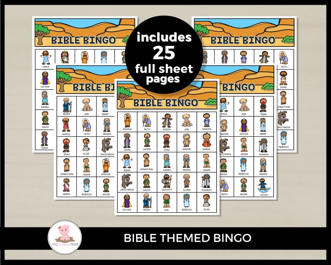 Printable Bible Bingo Game Cards By Little Wiggles Design Etsy