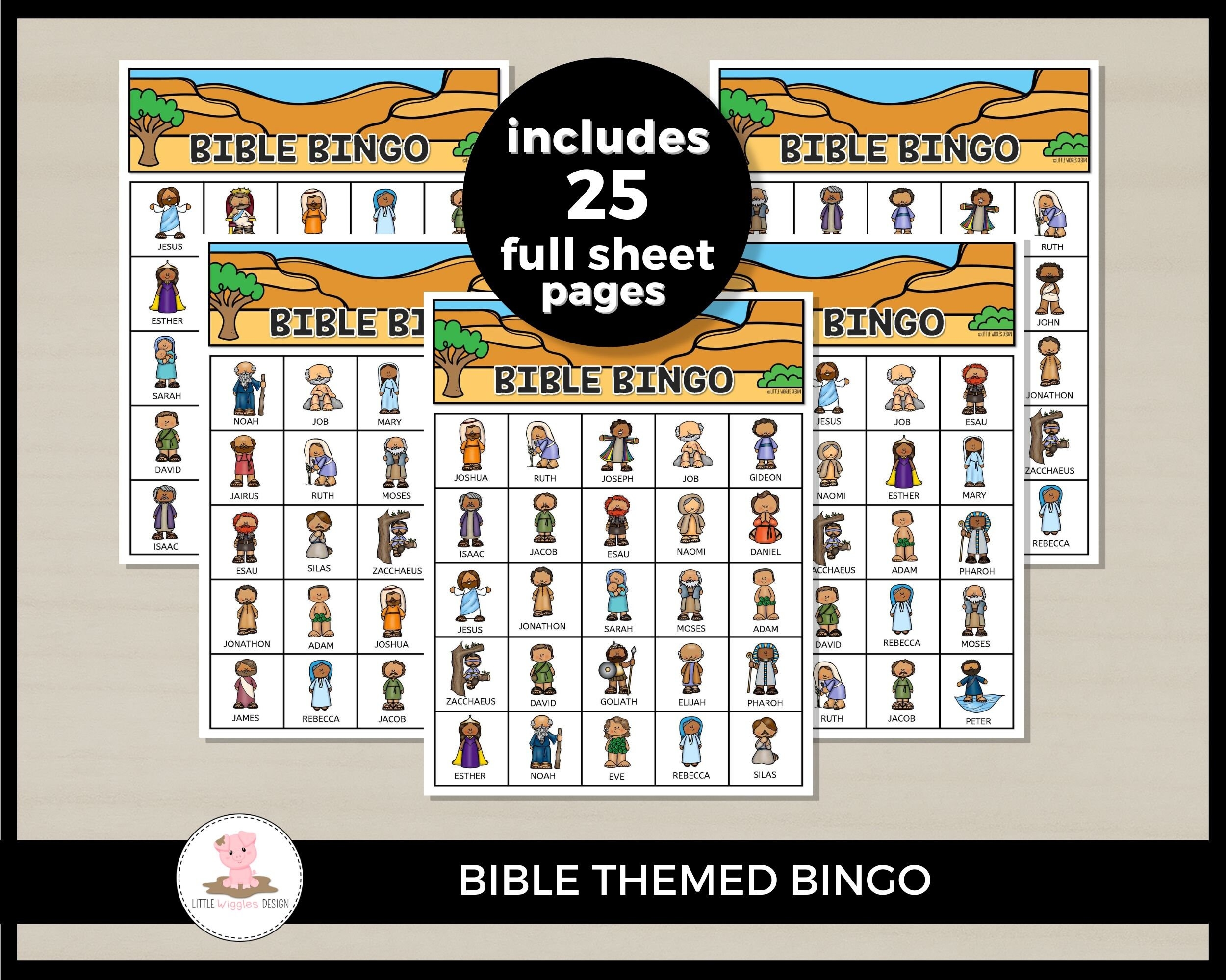 Printable Bible Bingo Game Cards By Little Wiggles Design Etsy