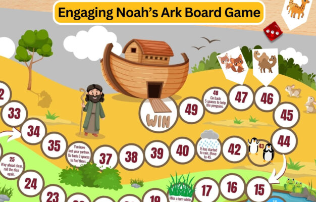 Printable Bible Board Game For Kids Noah s Ark Game Fun Christian Game Activity For Families Sunday School Or Church Bible Class Game Etsy