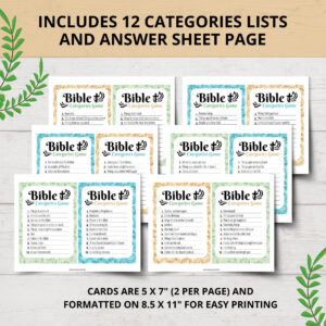Printable Bible Categories Game Christian Scattergories inspired Game Bible Party Games Christain Games For Kids Sunday School Games Etsy